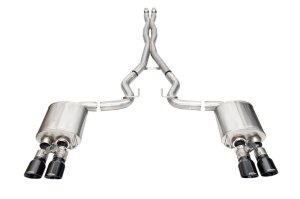 Ford Mustang Performance Exhaust - Rear - CORSA Performance - Cat-Back Touring with Twin 4.0in Black Pro-Series Tips - Black - `24-`25